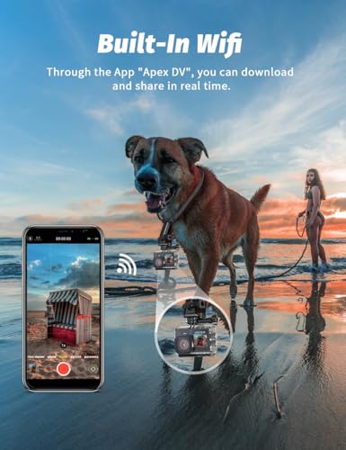 Apexcam Caméra Sport 4K Étanche Action cam WiFi EIS Double Écran Tactile – Image 5