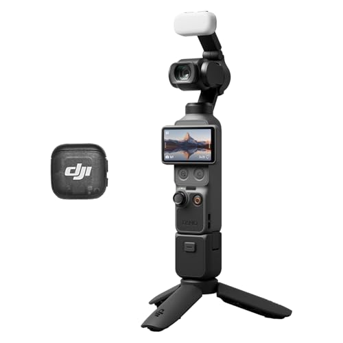 Bundle Créateur DJI Osmo Pocket 4, caméra vlog de Poche avec nacelle, capteur CMOS 1 Pouce et 4K/240 IPS, stabilisation sur 3 Axes, Stockage intégré de 107 Go, émetteur Mic 3