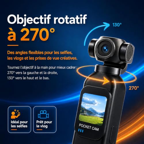 Caméra Vlog, Caméra Portable avec Écran Tactile, Carte 64 Go – Image 2