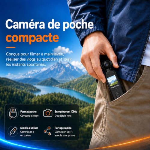 Caméra Vlog, Caméra Portable avec Écran Tactile, Carte 64 Go – Image 3