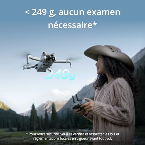 DJI Bundle avec Mini 4 Pro Fly More avec RC 2 (Radiocommande avec Écran), Mini Drone Pliable avec Caméra 4K, Moins de 0,549 lb/249 g, Temps de Vol de 34 min, 2 Batteries Supplémentaires, C0 – Image 2