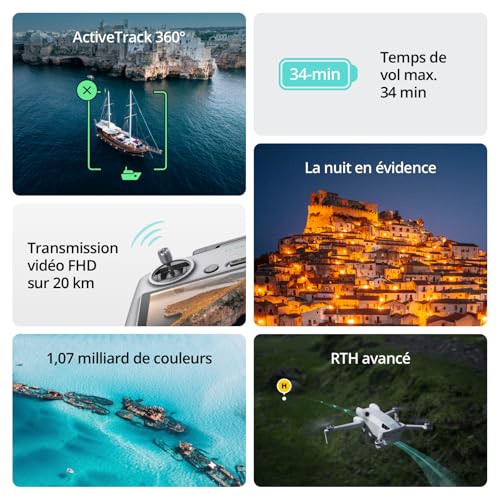 DJI Bundle avec Mini 4 Pro Fly More avec RC 2 (Radiocommande avec Écran), Mini Drone Pliable avec Caméra 4K, Moins de 0,549 lb/249 g, Temps de Vol de 34 min, 2 Batteries Supplémentaires, C0 – Image 5