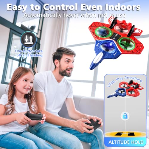 Drone Avion RC Rouge en Mousse pour Enfants, flottement Auto, lumières LED – Image 2