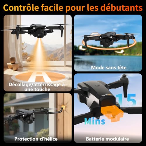 Drone avec caméra 1080P pour adultes, Drones RC avec télécommande à écran – Image 5