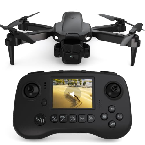 Drone avec caméra 1080P pour adultes, Drones RC avec télécommande à écran