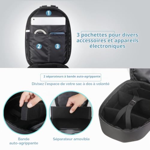 JSVER Sac à Dos pour DJI Mini 3 Pro/Mavic Mini 2, Mini 3 Pro Sac à bandoulière/Étui Portable/Sac de Poitrine pour Les séries DJI Avata, Mini, Mavic et Air,Accessoires - Nior – Image 4